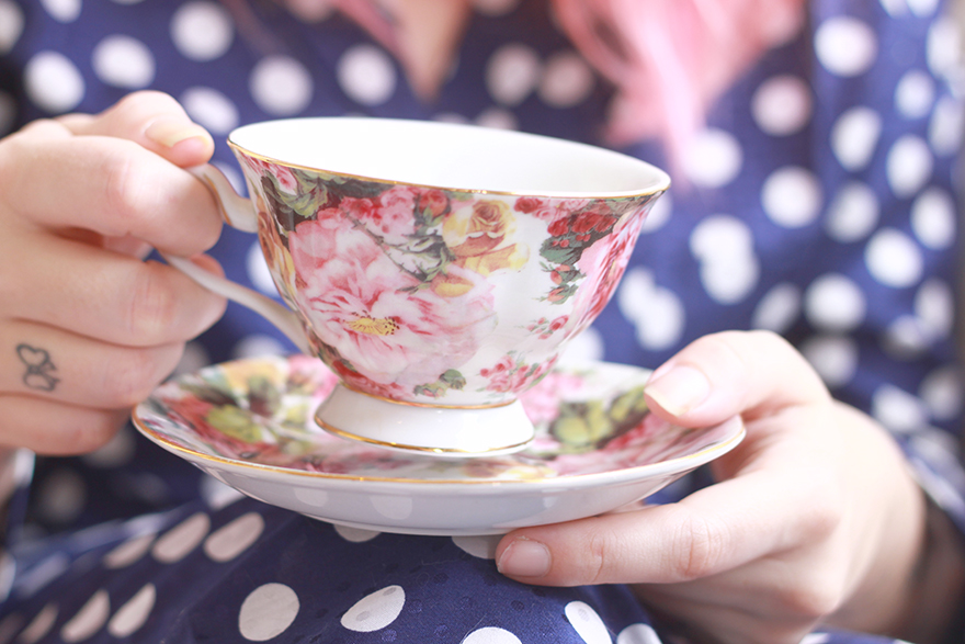set cup tea floral zara home